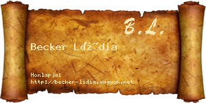 Becker Lídia névjegykártya